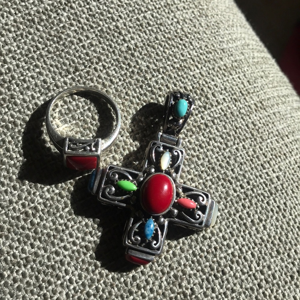 Matching ring and necklace cross